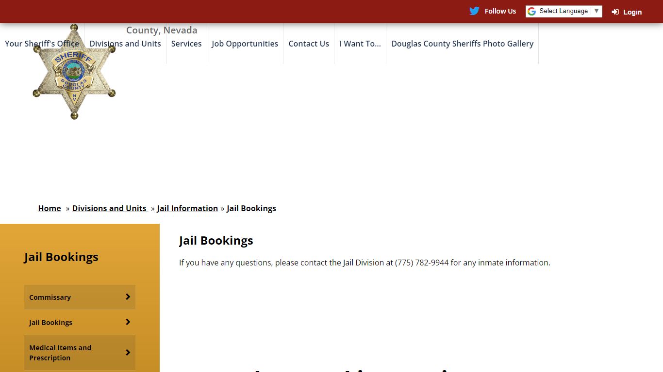 Jail Bookings - Douglas County, NV Sheriff